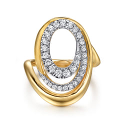 14K Yellow Gold Diamond Swirl Ring