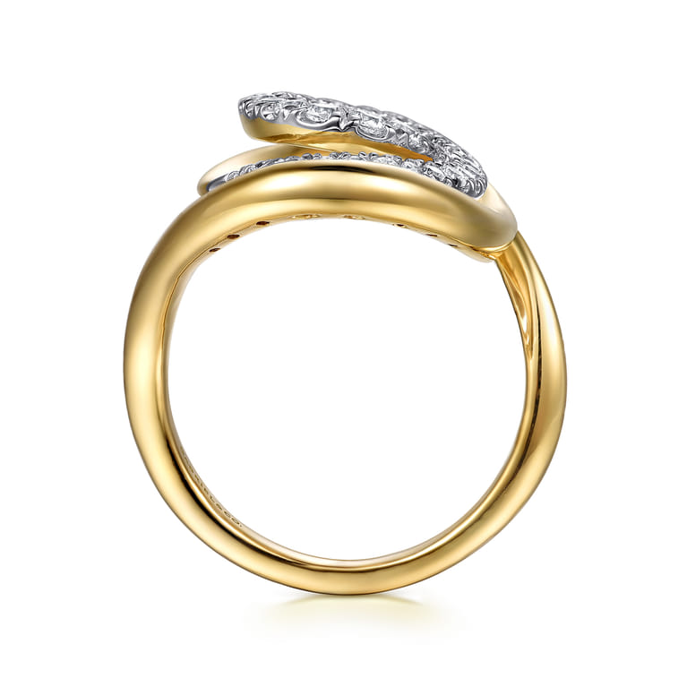 14K Yellow Gold Diamond Swirl Ring - 0.5 ct - Shot 2