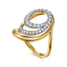 14K Yellow Gold Diamond Swirl Ring - 0.5 ct