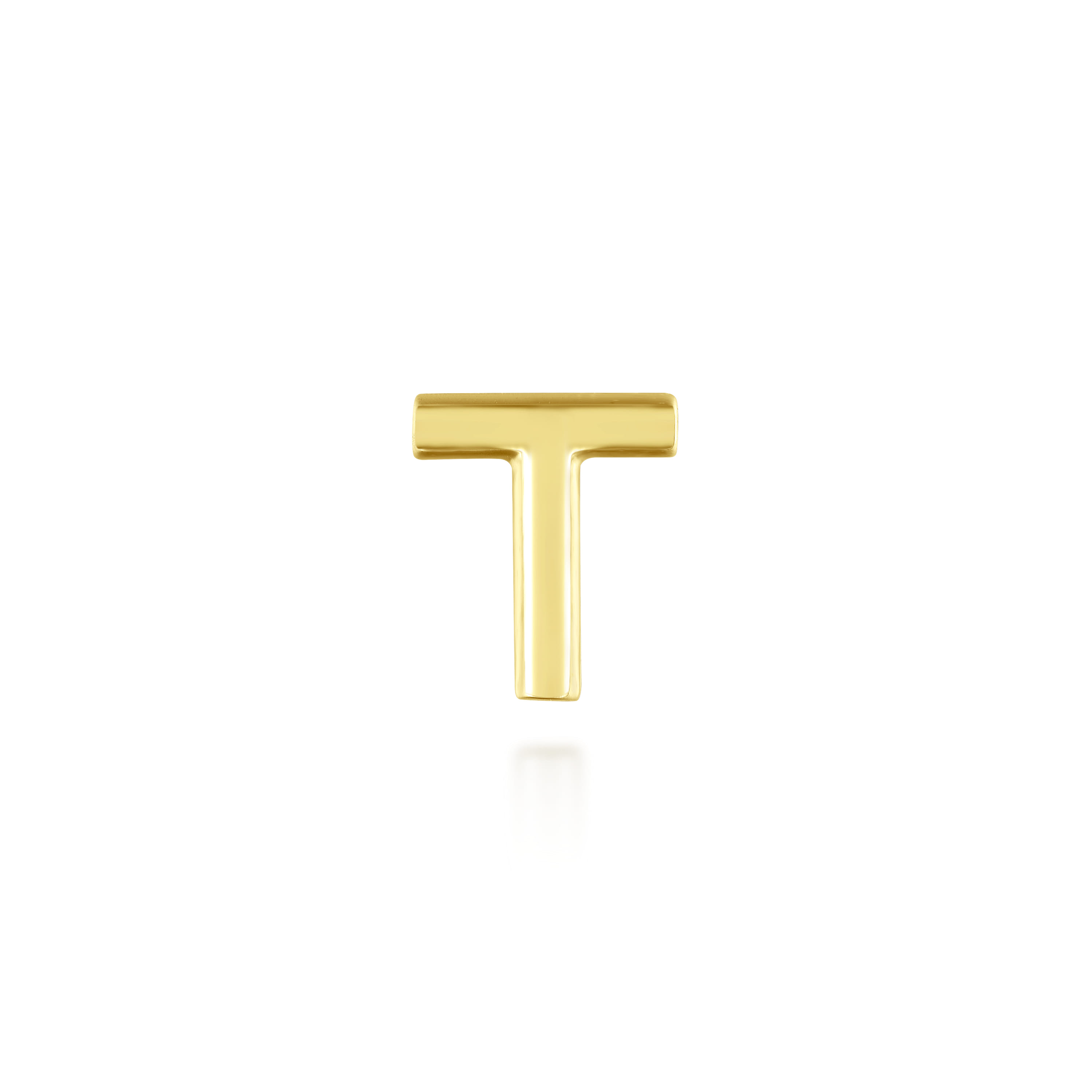 14K Yellow Gold Diamond T Initial Locket Charm - 0.04 ct - Shot 2