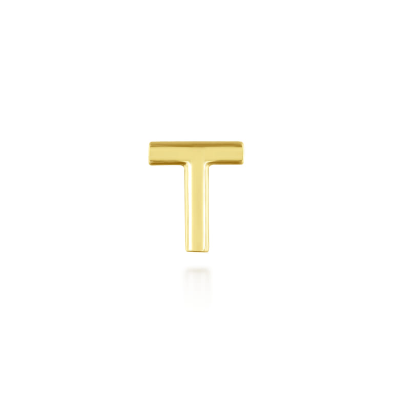 14K Yellow Gold Diamond T Initial Locket Charm - 0.04 ct - Shot 2