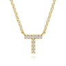 14K Yellow Gold Diamond T Initial Pendant Necklace - 0.05 ct