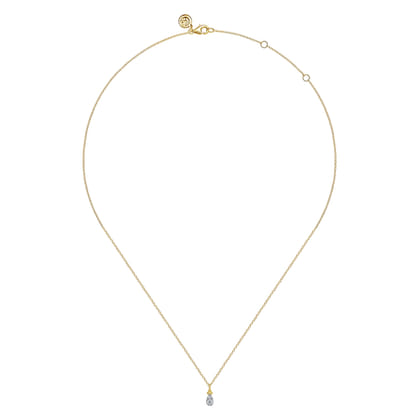 14K Yellow Gold Diamond Teardrop Pendant Necklace-Bujukan