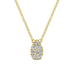 14K Yellow Gold Diamond Teardrop Pendant Necklace