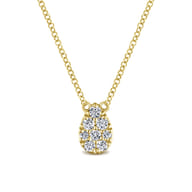 14K Yellow Gold Diamond Teardrop Pendant Necklace