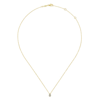 14K Yellow Gold Diamond Teardrop Pendant Necklace