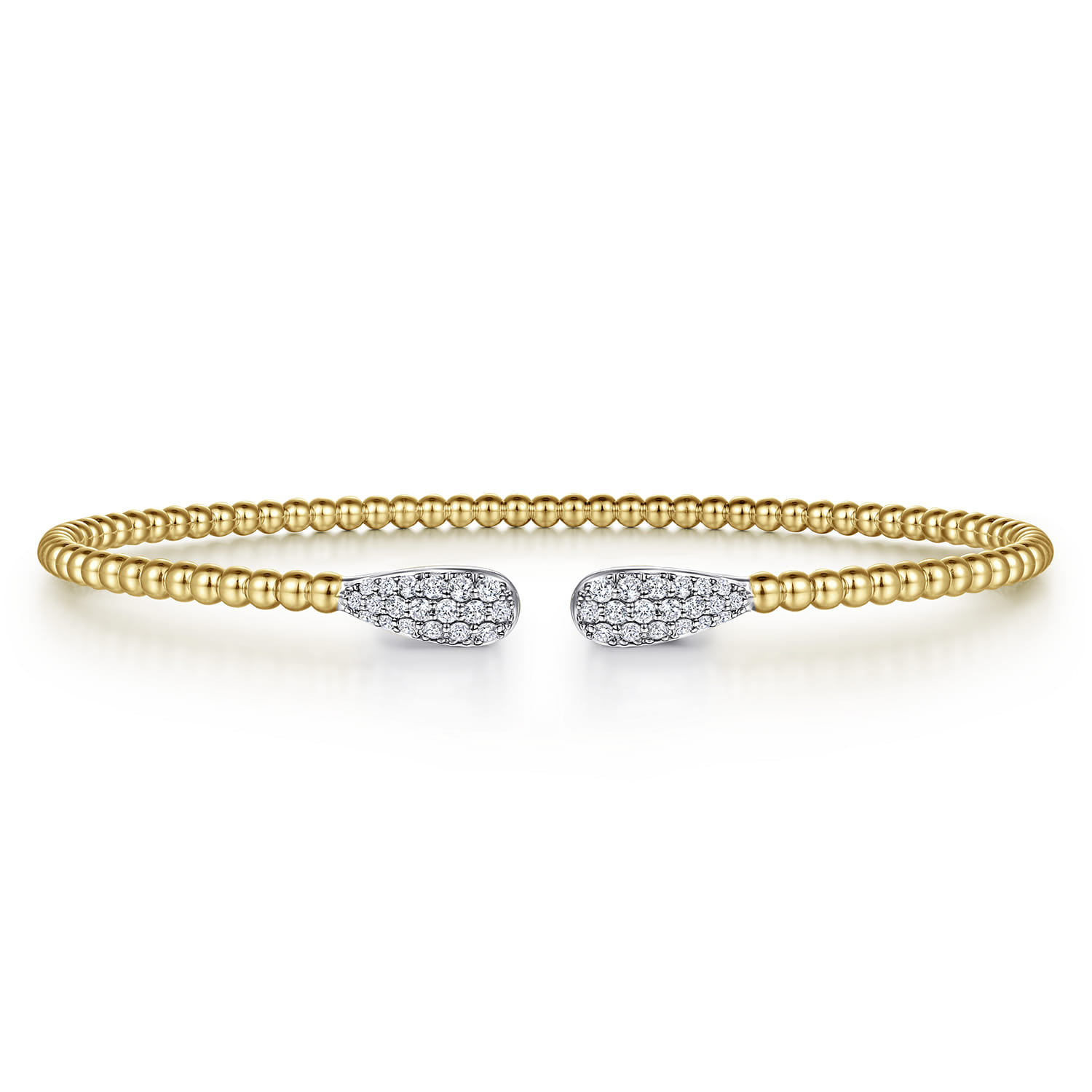 14K Yellow Gold Diamond Teardrops Open Bangle Bracelet-Bujukan - 0.3 ct - Shot 1