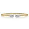 14K Yellow Gold Diamond Teardrops Open Bangle Bracelet-Bujukan - 0.3 ct