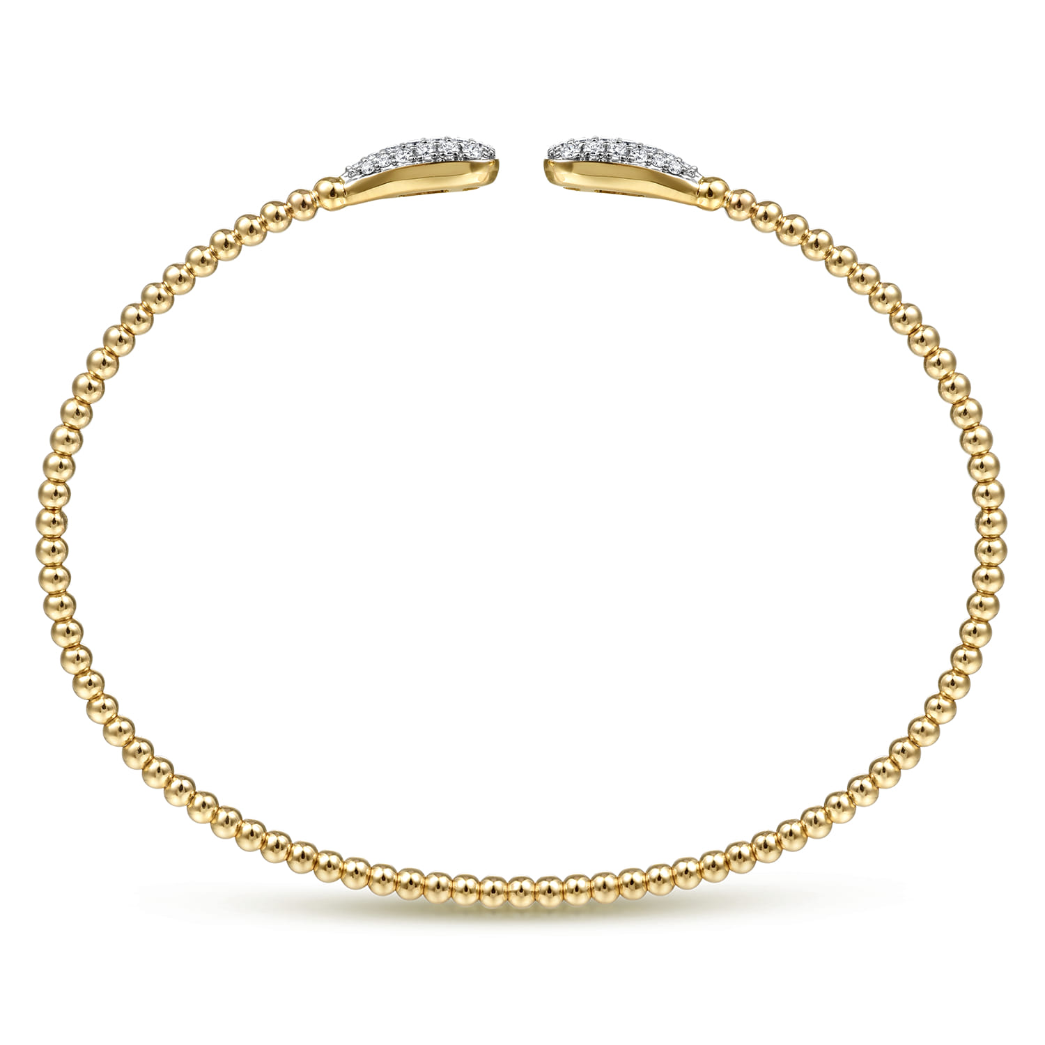 14K Yellow Gold Diamond Teardrops Open Bangle Bracelet-Bujukan - 0.3 ct - Shot 3