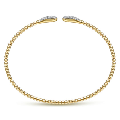 14K Yellow Gold Diamond Teardrops Open Bangle Bracelet-Bujukan