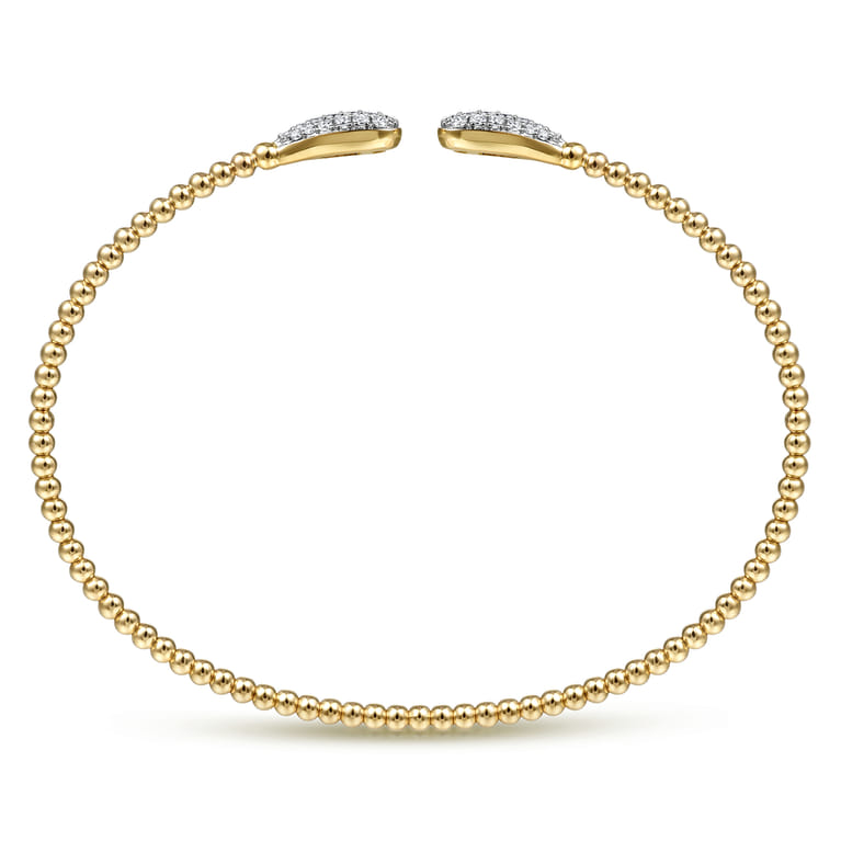 14K Yellow Gold Diamond Teardrops Open Bangle Bracelet-Bujukan - 0.3 ct - Shot 3