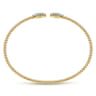 14K Yellow Gold Diamond Teardrops Open Bangle Bracelet-Bujukan - 0.3 ct