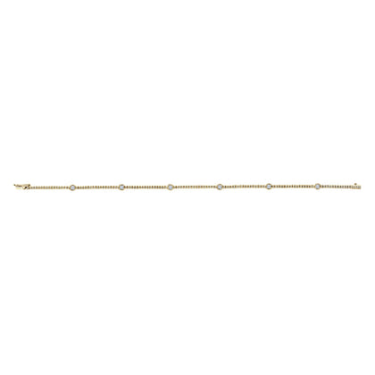14K Yellow Gold Diamond Tennis Bracelet with Bezel Set Diamond Stations