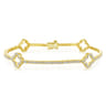 14K Yellow Gold Diamond Tennis Bracelet with Clover Stations - 1.45 ct