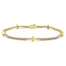 14K Yellow Gold Diamond Tennis Bracelet with Cross Stations - 1.35 ct
