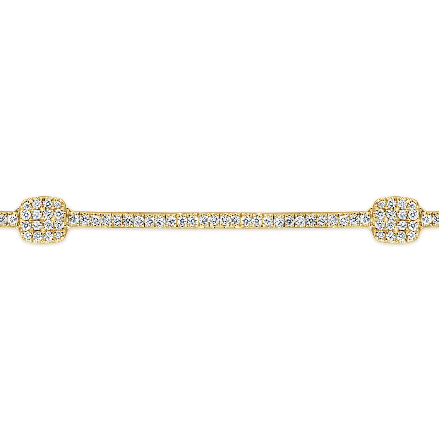 14K Yellow Gold Diamond Tennis Bracelet with Diamond Cube Stations - 1.25 ct - Shot 2