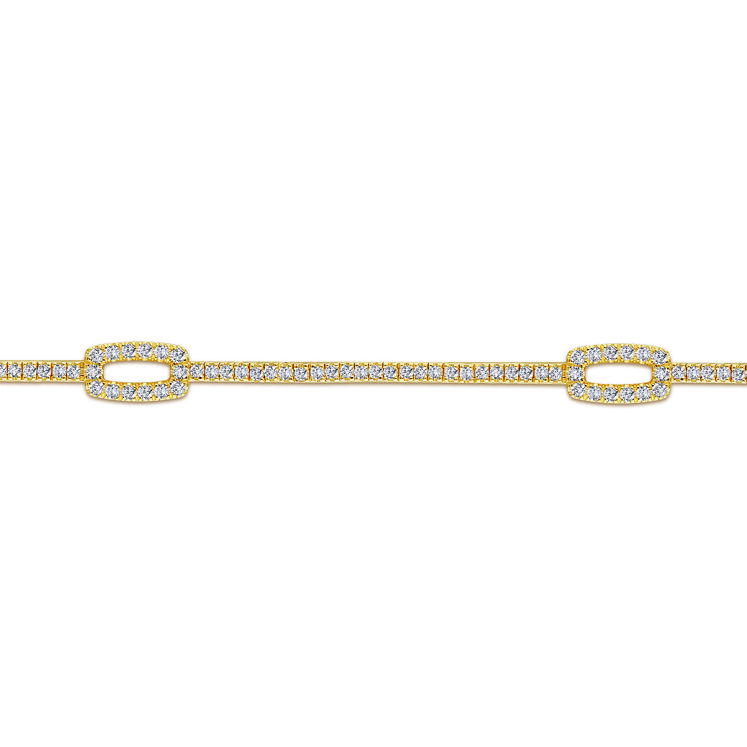 14K Yellow Gold Diamond Tennis Bracelet with Rectangular Stations - 1.4 ct - Shot 2
