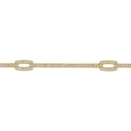 14K Yellow Gold Diamond Tennis Bracelet with Rectangular Stations
