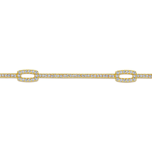 14K Yellow Gold Diamond Tennis Bracelet with Rectangular Stations - 1.4 ct - Shot 2
