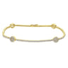 14K Yellow Gold Diamond Tennis Bracelet with Round Cluster Stations - 1.3 ct