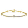 14K Yellow Gold Diamond Tennis Bracelet with Round Cluster Stations - 1.25 ct