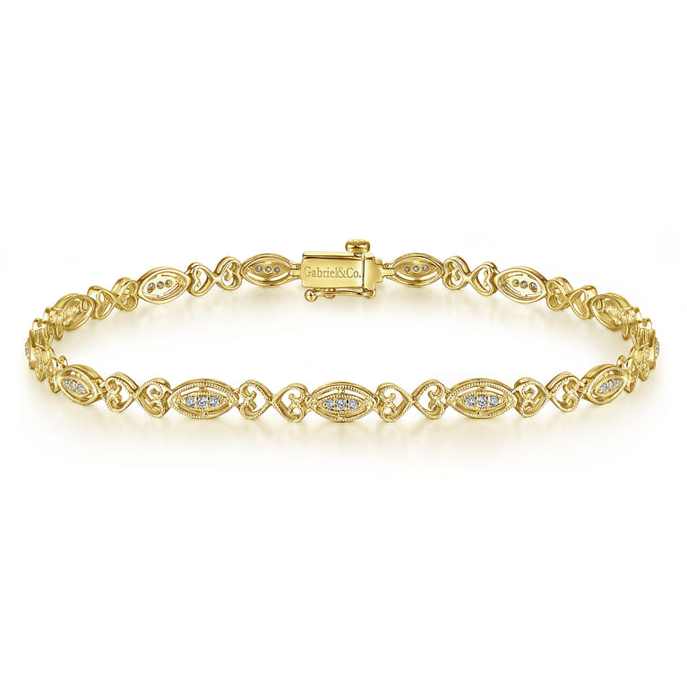 14K Yellow Gold Diamond Tennis Bracelet - 0.14 ct - Shot 1