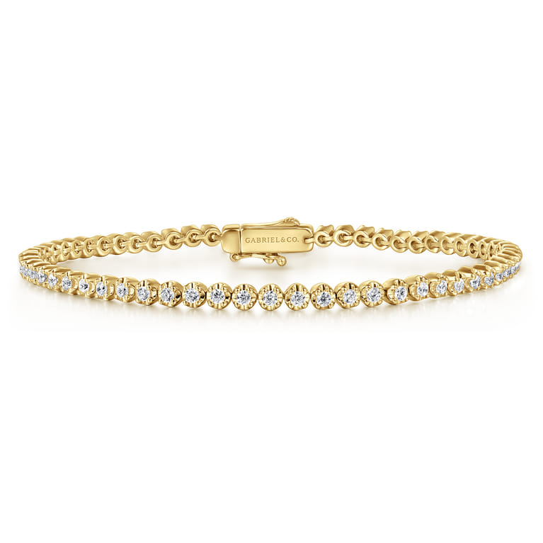 14K Yellow Gold Diamond Tennis Bracelet - 1.15 ct - Shot 1