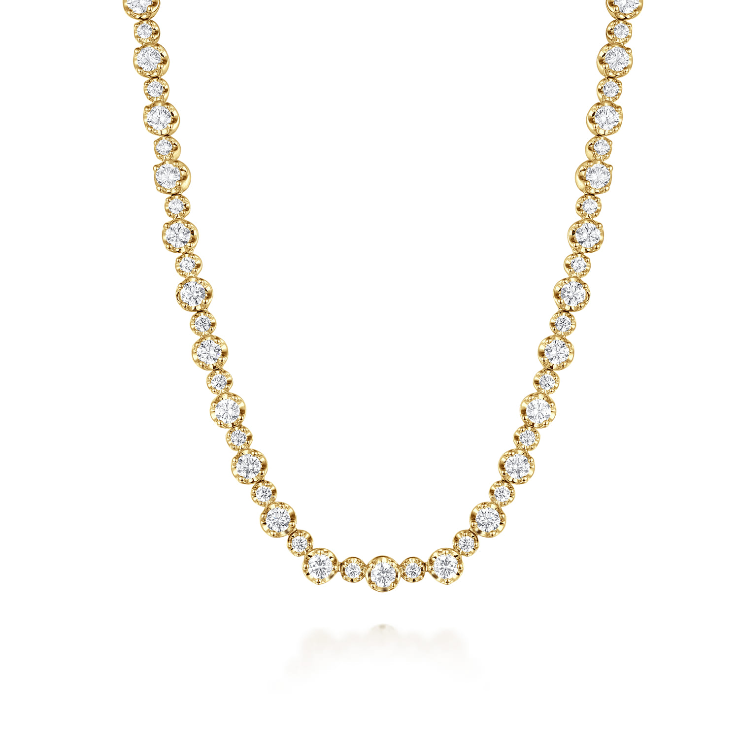 14K Yellow Gold Diamond Tennis Necklace - 2.38 ct - Shot 1