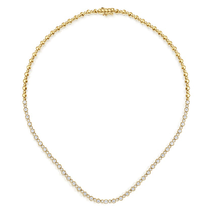 14K Yellow Gold Diamond Tennis Necklace