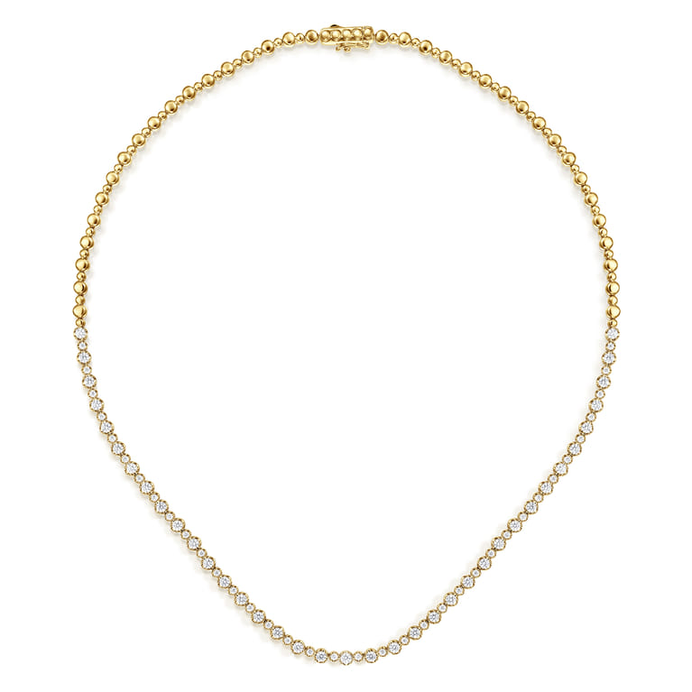 14K Yellow Gold Diamond Tennis Necklace - 2.38 ct - Shot 2