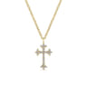 14K Yellow Gold Diamond Trefoil Cross Necklace - 0.1 ct
