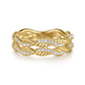 14K Yellow Gold Diamond Twisted Ladies Ring - 0.3 ct