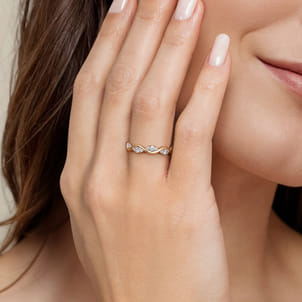 14K Yellow Gold Diamond Twisted Stackable Ring