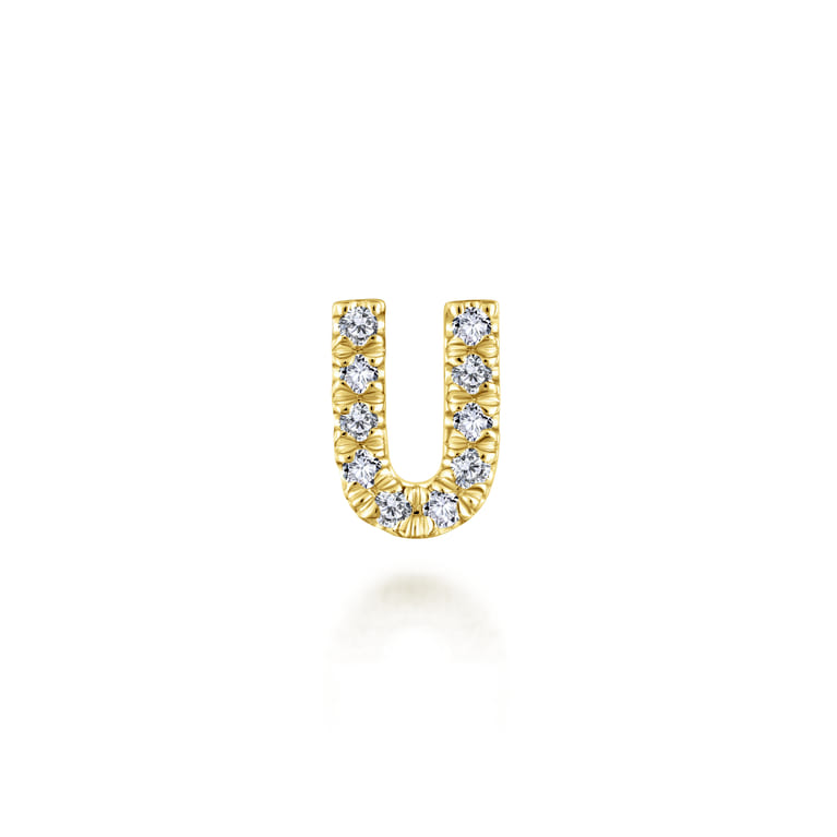 14K Yellow Gold Diamond U Initial Locket Charm - 0.05 ct - Shot 1