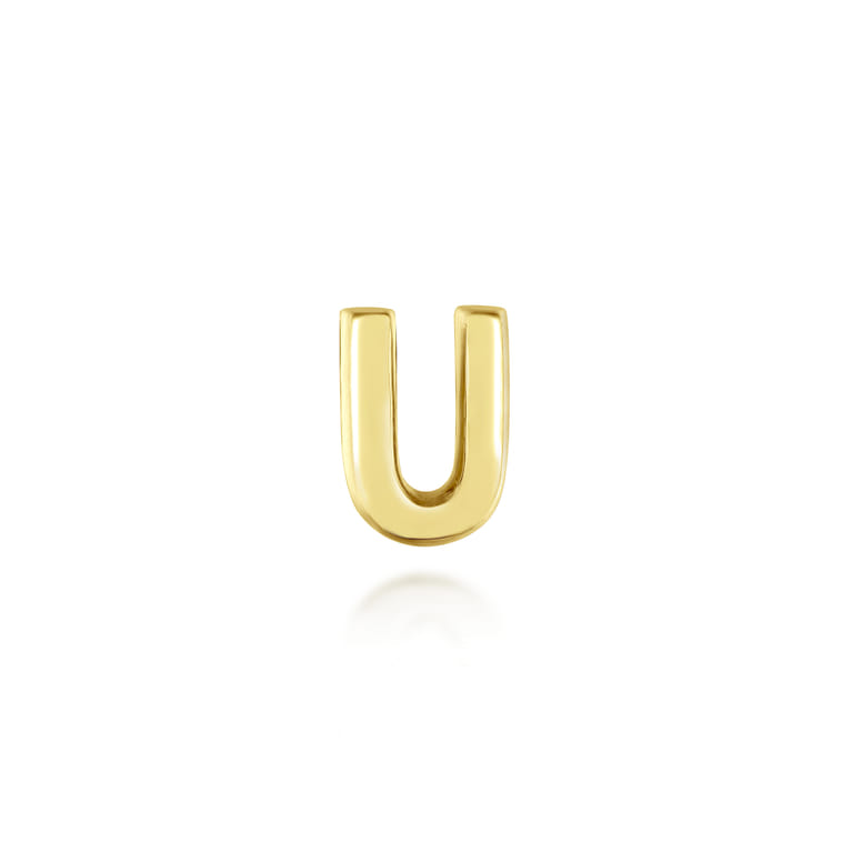 14K Yellow Gold Diamond U Initial Locket Charm - 0.05 ct - Shot 2