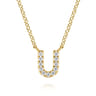 14K Yellow Gold Diamond U Initial Pendant Necklace - 0.07 ct