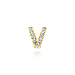 14K Yellow Gold Diamond V Initial Locket Charm