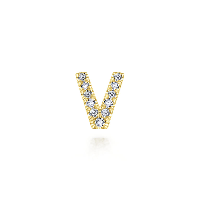 14K Yellow Gold Diamond V Initial Locket Charm - 0.04 ct - Shot 1