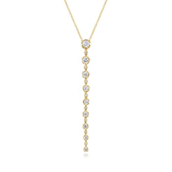 14K Yellow Gold Diamond Vertical Bar Necklace　