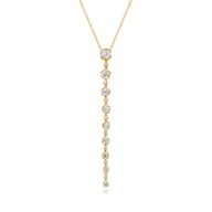14K Yellow Gold Diamond Vertical Bar Necklace　