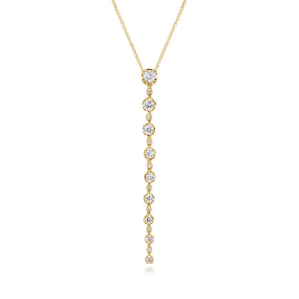 14K Yellow Gold Diamond Vertical Bar Necklace　
