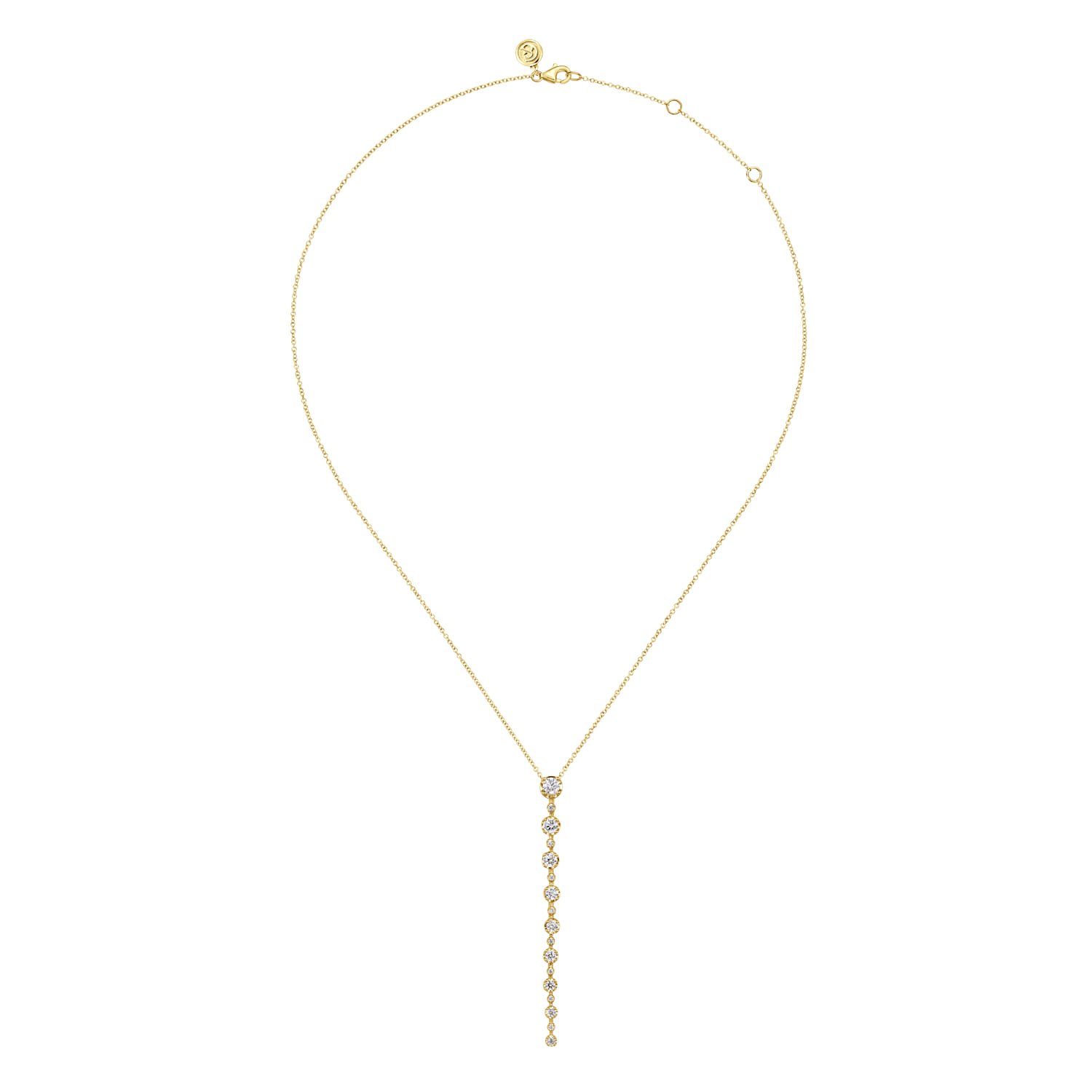 14K Yellow Gold Diamond Vertical Bar Necklace　 - 1.05 ct - Shot 2