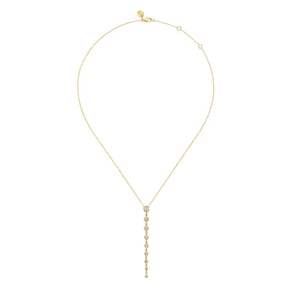 14K Yellow Gold Diamond Vertical Bar Necklace　