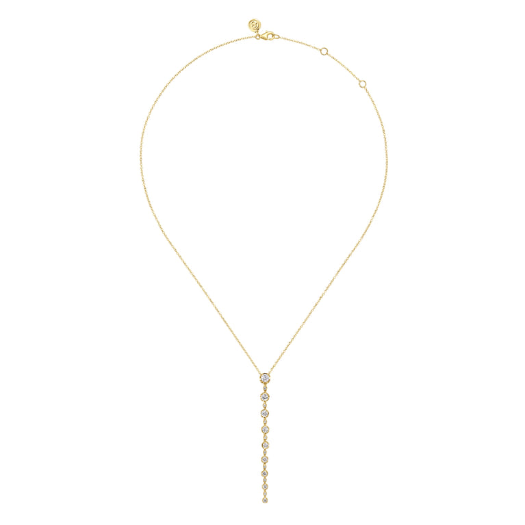 14K Yellow Gold Diamond Vertical Bar Necklace　 - 1.05 ct - Shot 2