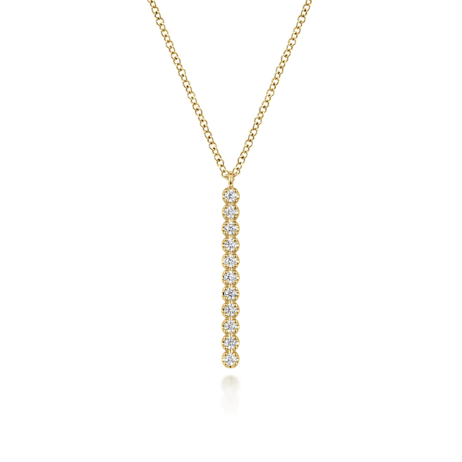 14K Yellow Gold Diamond Vertical Bar Y Pendant Necklace - 0.28 ct - Shot 1