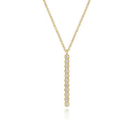14K Yellow Gold Diamond Vertical Bar Y Pendant Necklace