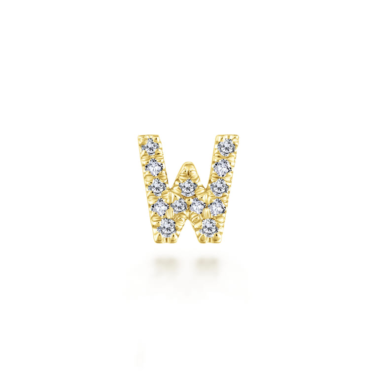 14K Yellow Gold Diamond W Initial Locket Charm - 0.07 ct - Shot 1