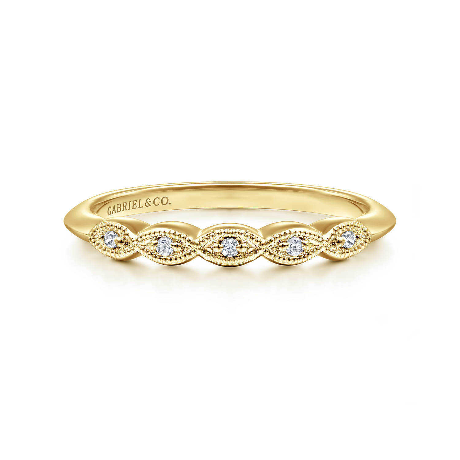 14K Yellow Gold Diamond Wedding Band - 0.04 ct - Shot 1