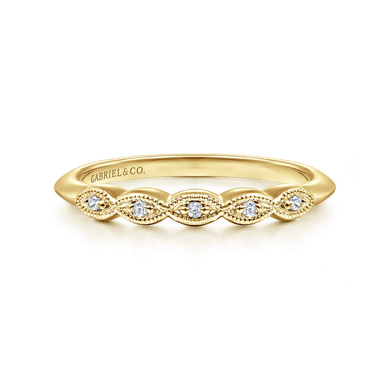 14K Yellow Gold Diamond Wedding Band - 0.04 ct - Shot 1