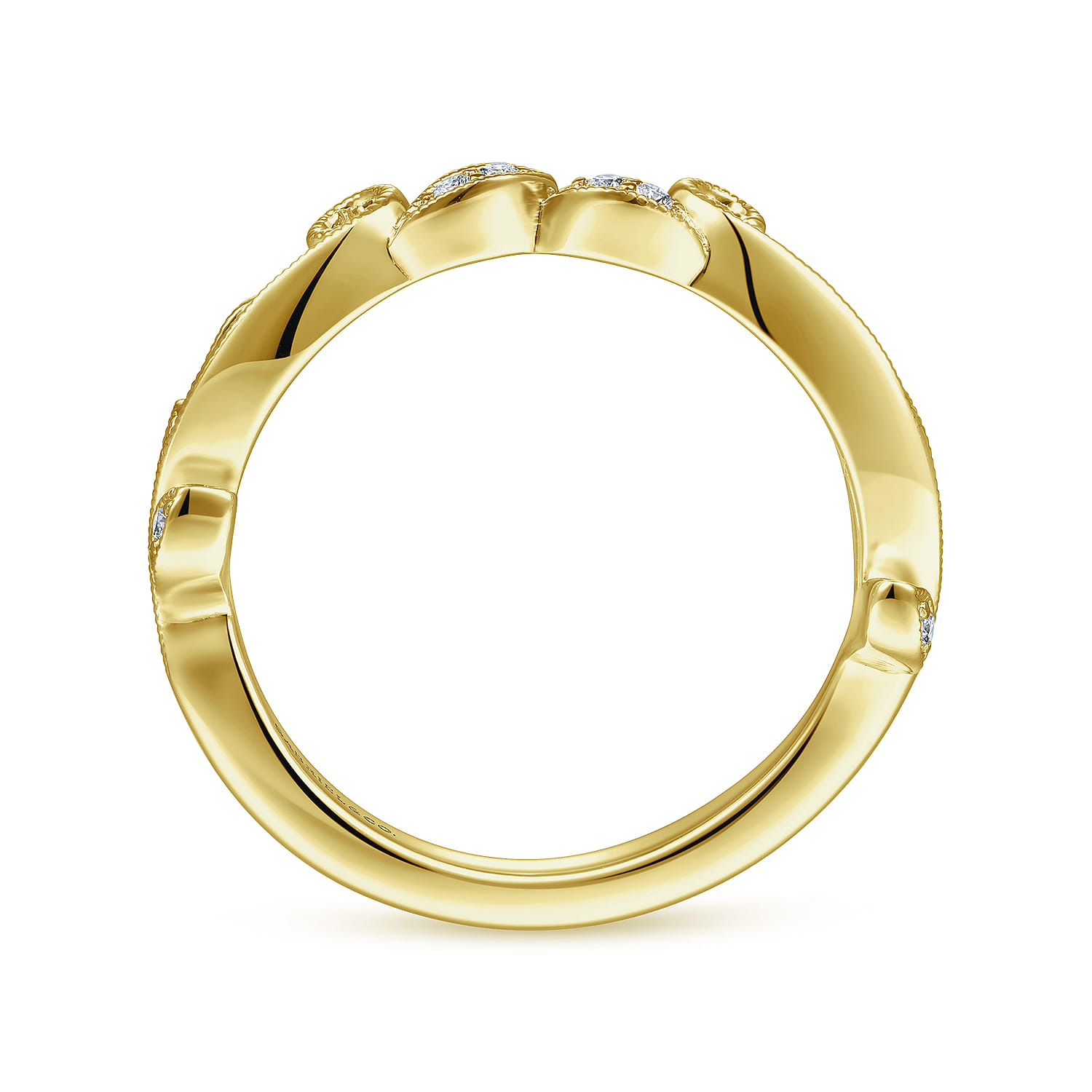 14K Yellow Gold Diamond Wedding Band - 0.08 ct - Shot 2